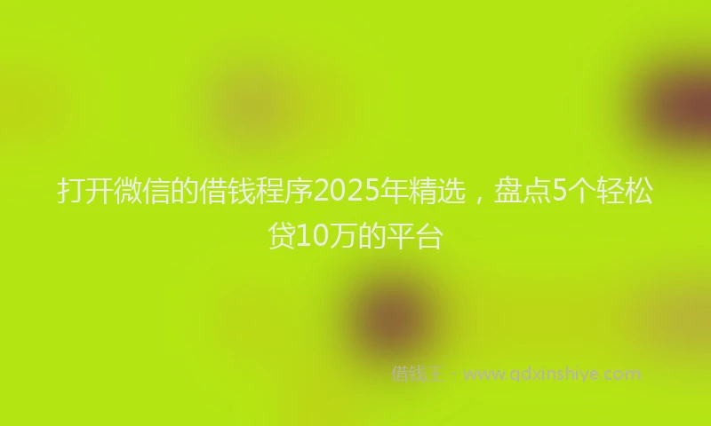 打开微信的借钱程序2025年精选，盘点5个轻松贷10万的平台