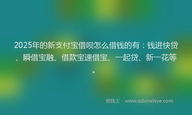 2025年的新支付宝借呗怎么借钱的有：钱进快贷、瞬借宝融、借款宝速借宝、一起贷、新一花等。