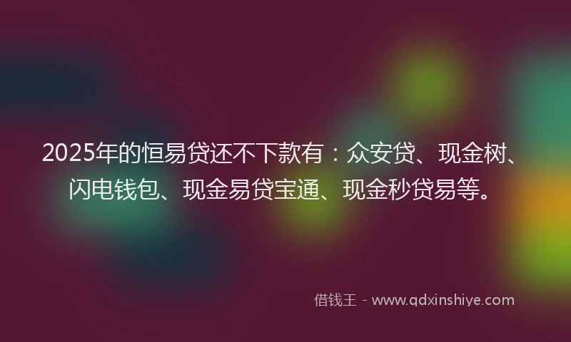 2025年的恒易贷还不下款有：众安贷、现金树、闪电钱包、现金易贷宝通、现金秒贷易等。