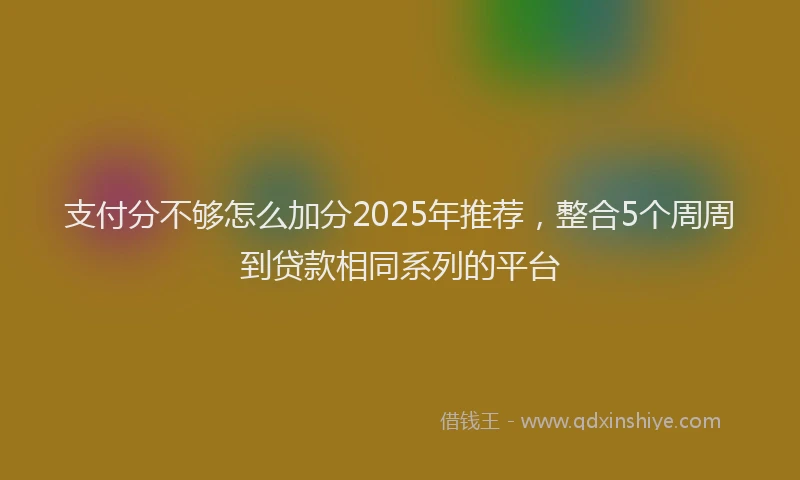 支付分不够怎么加分2025年推荐，整合5个周周到贷款相同系列的平台