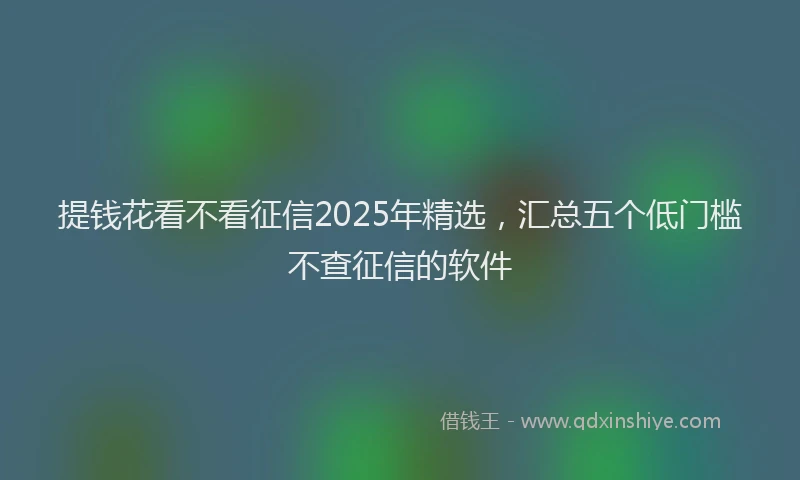 提钱花看不看征信2025年精选，汇总五个低门槛不查征信的软件