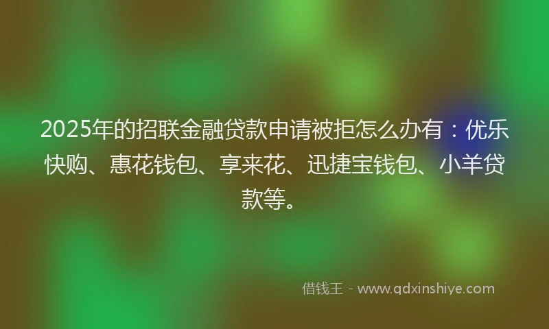 2025年的招联金融贷款申请被拒怎么办有：优乐快购、惠花钱包、享来花、迅捷宝钱包、小羊贷款等。