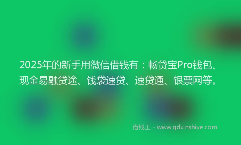 2025年的新手用微信借钱有：畅贷宝Pro钱包、现金易融贷途、钱袋速贷、速贷通、银票网等。
