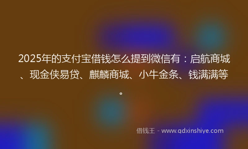 2025年的支付宝借钱怎么提到微信有：启航商城、现金侠易贷、麒麟商城、小牛金条、钱满满等。