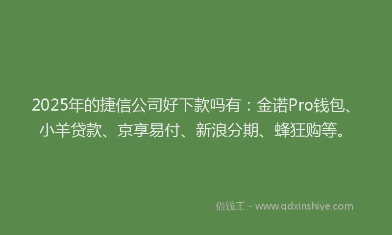 2025年的捷信公司好下款吗有：金诺Pro钱包、小羊贷款、京享易付、新浪分期、蜂狂购等。