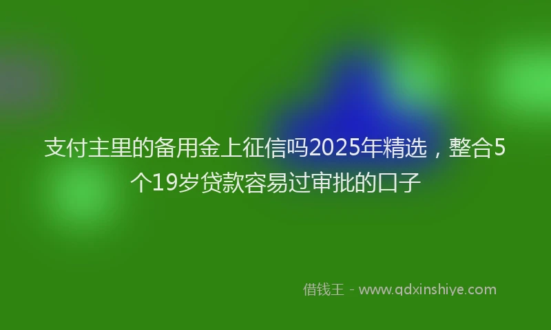 支付主里的备用金上征信吗2025年精选，整合5个19岁贷款容易过审批的口子