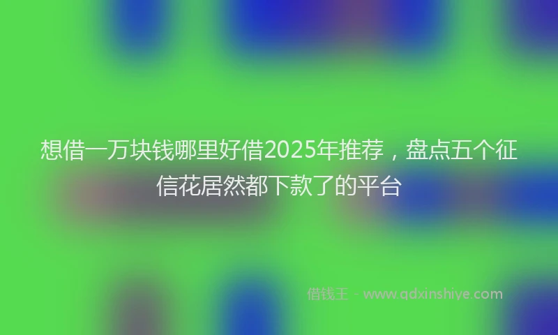 想借一万块钱哪里好借2025年推荐，盘点五个征信花居然都下款了的平台