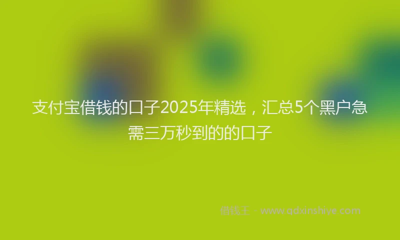 支付宝借钱的口子2025年精选，汇总5个黑户急需三万秒到的的口子