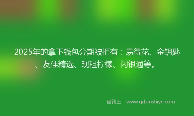 2025年的拿下钱包分期被拒有：易得花、金钥匙、友佳精选、现租柠檬、闪银通等。