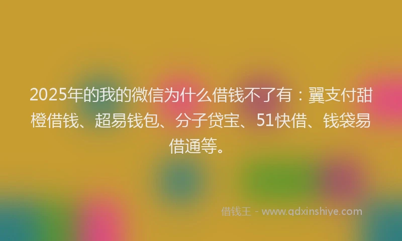 2025年的我的微信为什么借钱不了有：翼支付甜橙借钱、超易钱包、分子贷宝、51快借、钱袋易借通等。