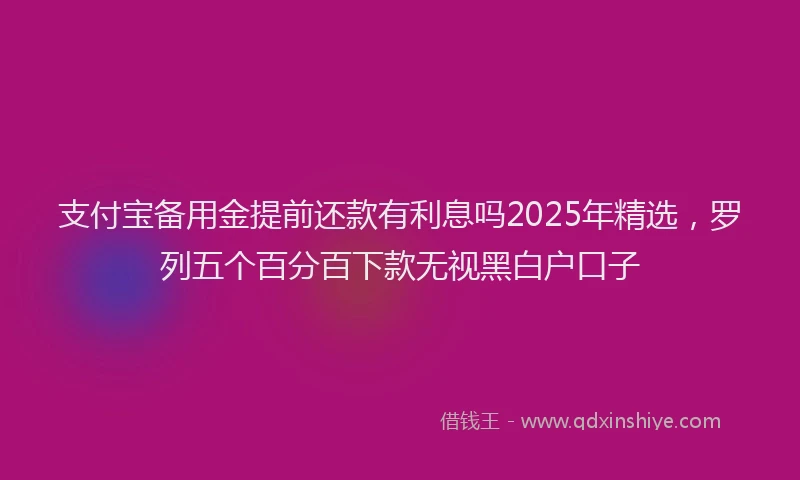 支付宝备用金提前还款有利息吗2025年精选，罗列五个百分百下款无视黑白户口子