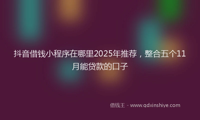 抖音借钱小程序在哪里2025年推荐，整合五个11月能贷款的口子