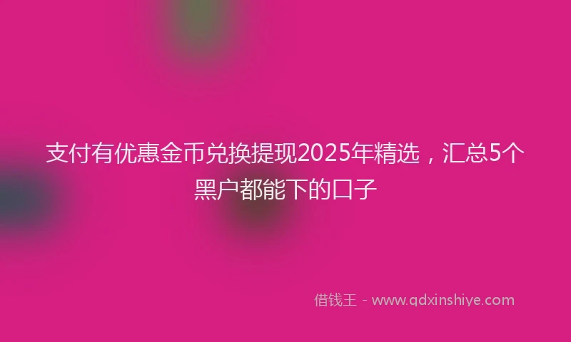 支付有优惠金币兑换提现2025年精选，汇总5个黑户都能下的口子