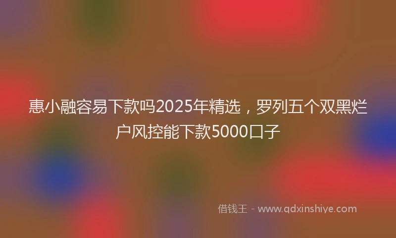 惠小融容易下款吗2025年精选，罗列五个双黑烂户风控能下款5000口子