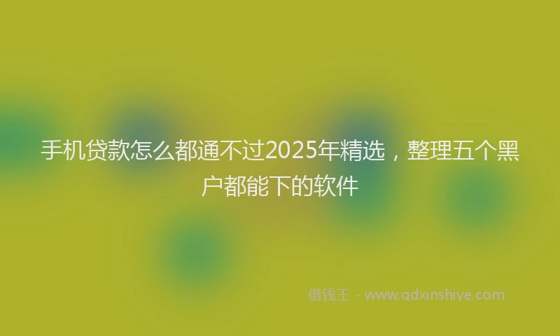 手机贷款怎么都通不过2025年精选，整理五个黑户都能下的软件