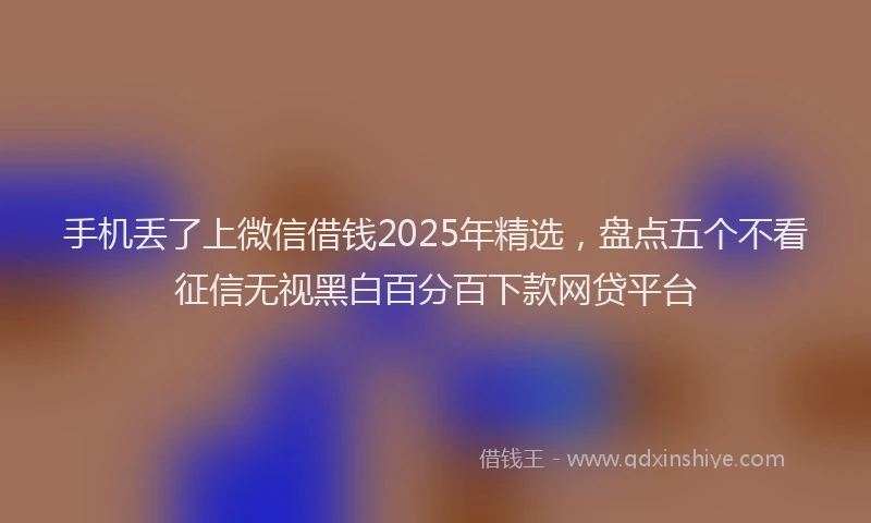 手机丢了上微信借钱2025年精选，盘点五个不看征信无视黑白百分百下款网贷平台