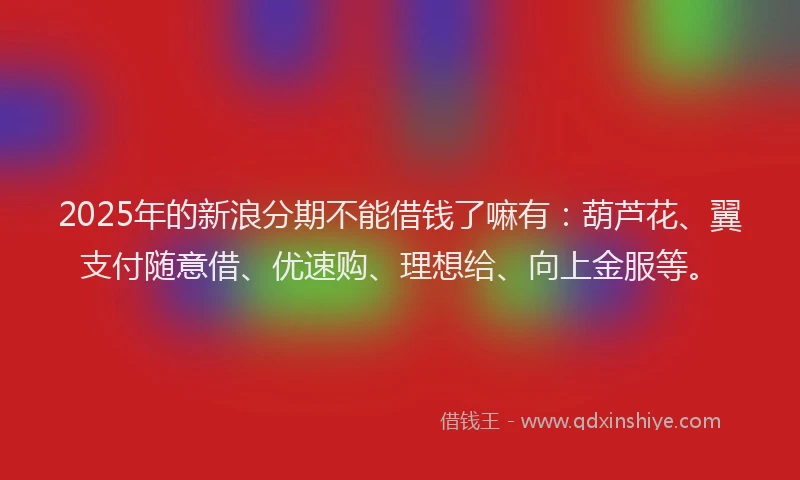 2025年的新浪分期不能借钱了嘛有：葫芦花、翼支付随意借、优速购、理想给、向上金服等。