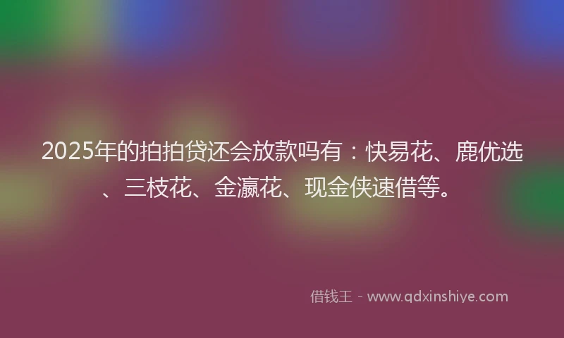 2025年的拍拍贷还会放款吗有：快易花、鹿优选、三枝花、金瀛花、现金侠速借等。