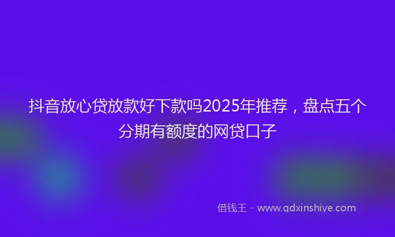 抖音放心贷放款好下款吗2025年推荐，盘点五个分期有额度的网贷口子