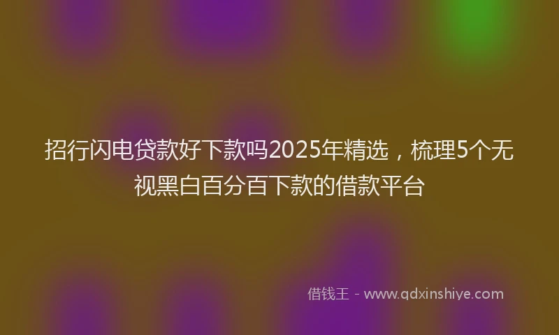 招行闪电贷款好下款吗2025年精选，梳理5个无视黑白百分百下款的借款平台