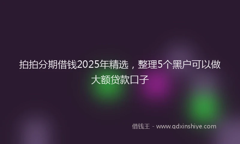 拍拍分期借钱2025年精选，整理5个黑户可以做大额贷款口子