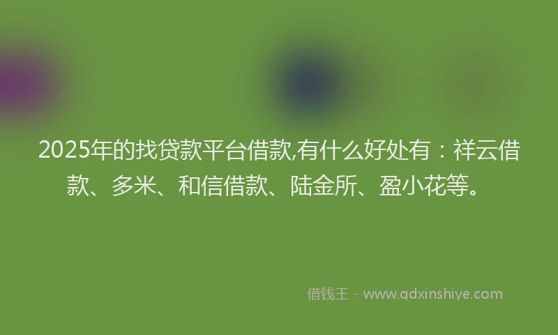2025年的找贷款平台借款,有什么好处有：祥云借款、多米、和信借款、陆金所、盈小花等。