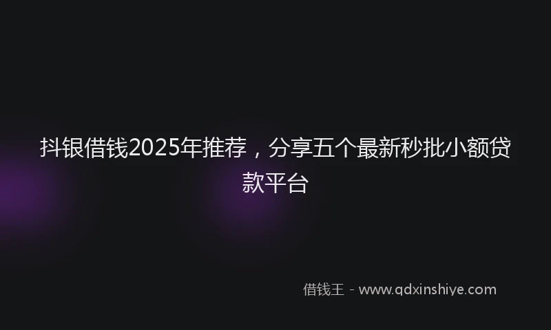 抖银借钱2025年推荐，分享五个最新秒批小额贷款平台