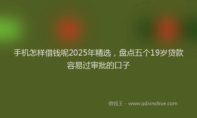 手机怎样借钱呢2025年精选，盘点五个19岁贷款容易过审批的口子