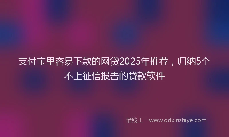 支付宝里容易下款的网贷2025年推荐，归纳5个不上征信报告的贷款软件