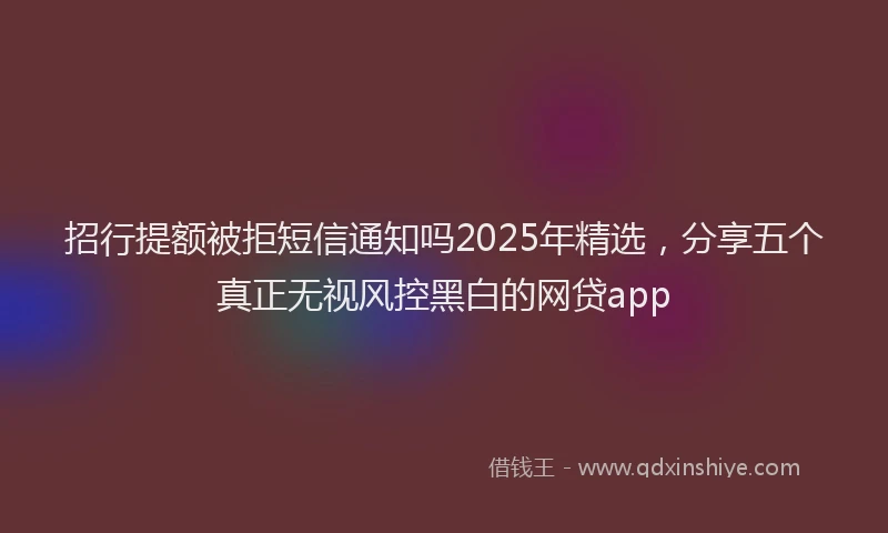 招行提额被拒短信通知吗2025年精选，分享五个真正无视风控黑白的网贷app