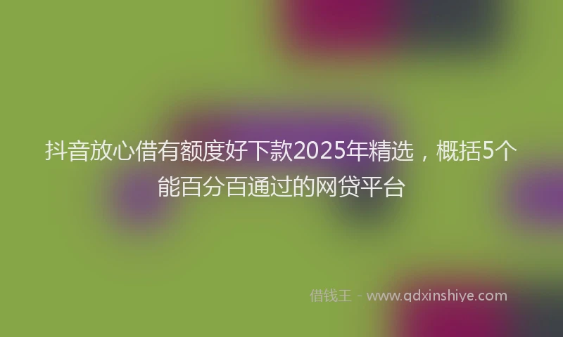 抖音放心借有额度好下款2025年精选，概括5个能百分百通过的网贷平台