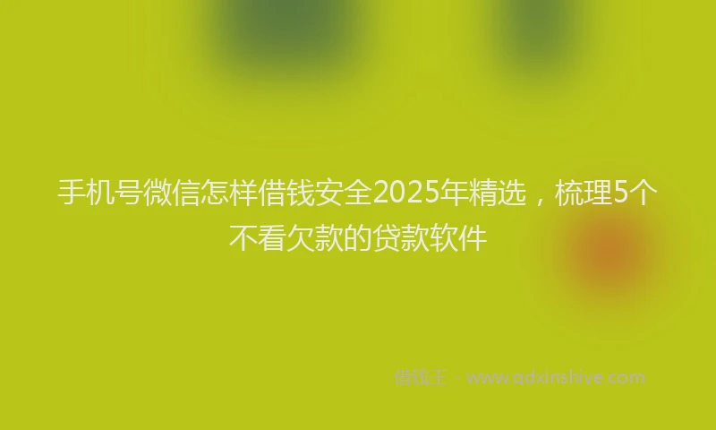 手机号微信怎样借钱安全2025年精选，梳理5个不看欠款的贷款软件