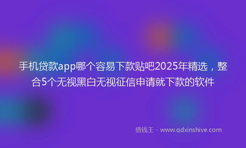 手机贷款app哪个容易下款贴吧2025年精选，整合5个无视黑白无视征信申请就下款的软件