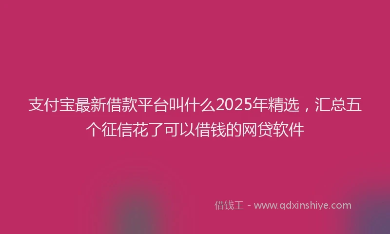 支付宝最新借款平台叫什么2025年精选，汇总五个征信花了可以借钱的网贷软件