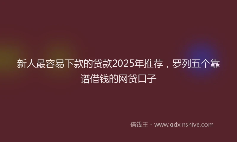 新人最容易下款的贷款2025年推荐，罗列五个靠谱借钱的网贷口子