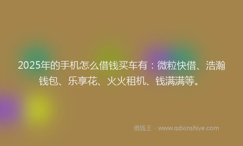 2025年的手机怎么借钱买车有：微粒快借、浩瀚钱包、乐享花、火火租机、钱满满等。