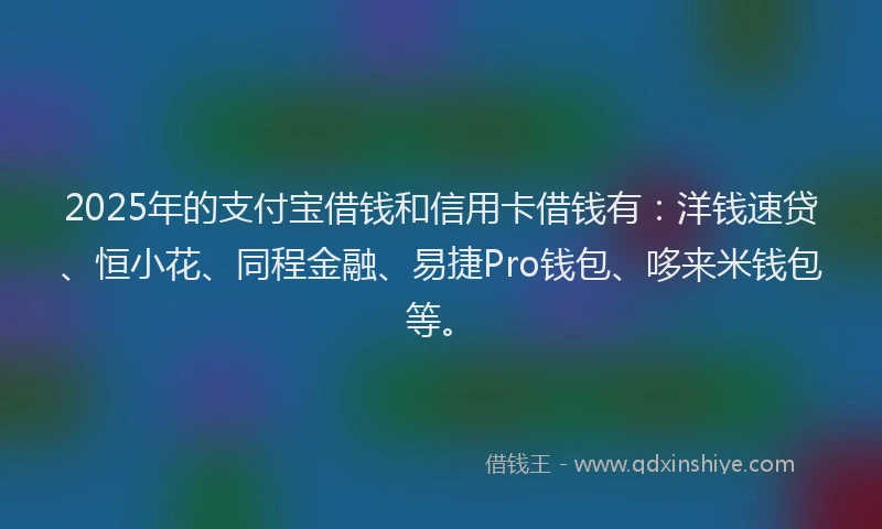 2025年的支付宝借钱和信用卡借钱有：洋钱速贷、恒小花、同程金融、易捷Pro钱包、哆来米钱包等。