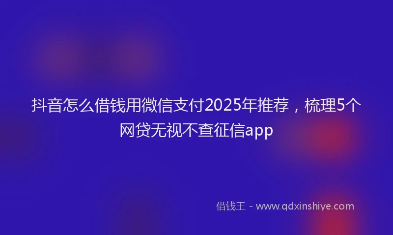 抖音怎么借钱用微信支付2025年推荐，梳理5个网贷无视不查征信app