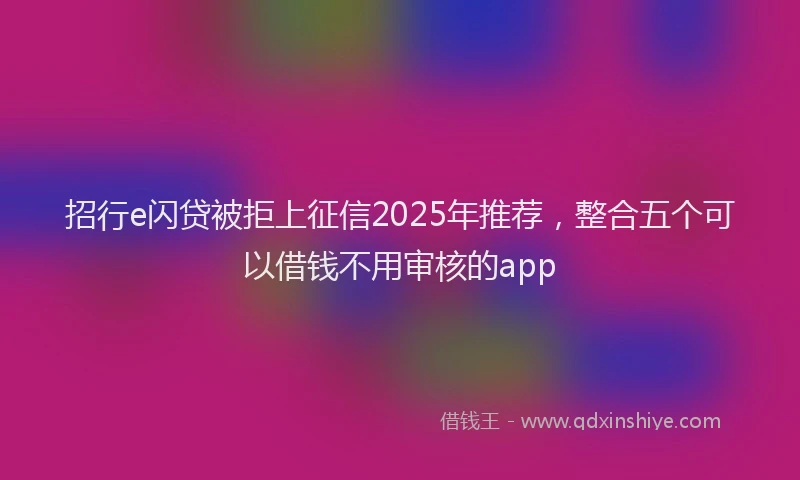 招行e闪贷被拒上征信2025年推荐，整合五个可以借钱不用审核的app