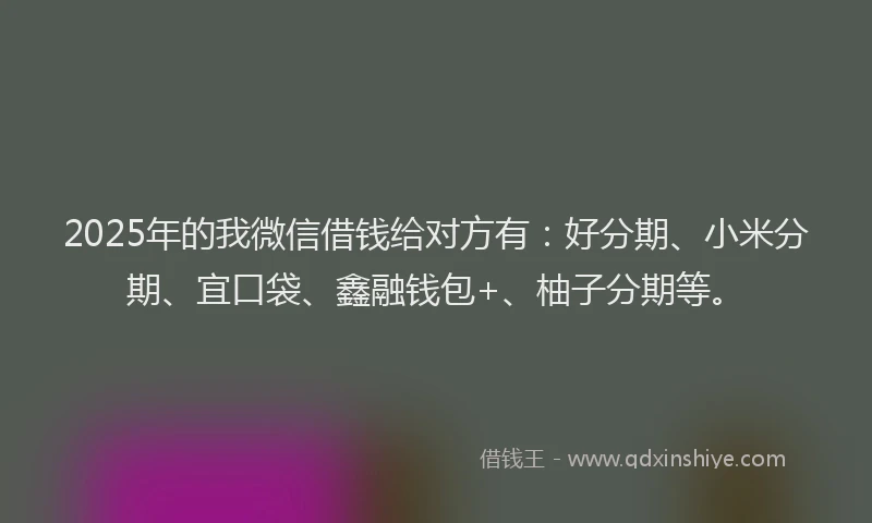 2025年的我微信借钱给对方有：好分期、小米分期、宜口袋、鑫融钱包+、柚子分期等。