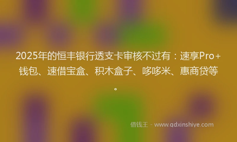 2025年的恒丰银行透支卡审核不过有：速享Pro+钱包、速借宝盒、积木盒子、哆哆米、惠商贷等。