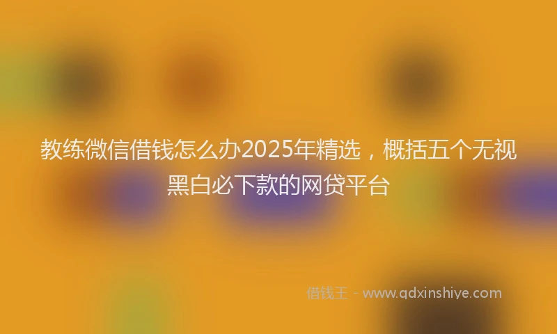 教练微信借钱怎么办2025年精选，概括五个无视黑白必下款的网贷平台