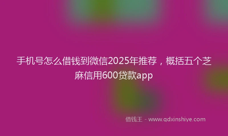 手机号怎么借钱到微信2025年推荐，概括五个芝麻信用600贷款app