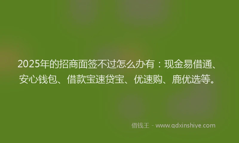 2025年的招商面签不过怎么办有：现金易借通、安心钱包、借款宝速贷宝、优速购、鹿优选等。