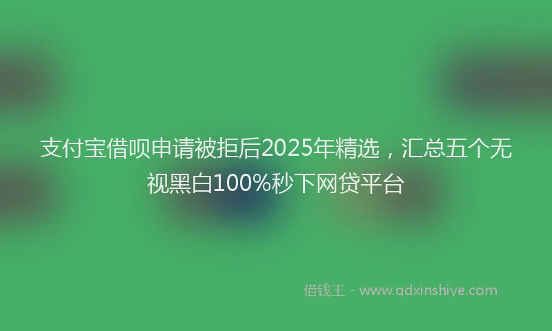 支付宝借呗申请被拒后2025年精选，汇总五个无视黑白100%秒下网贷平台