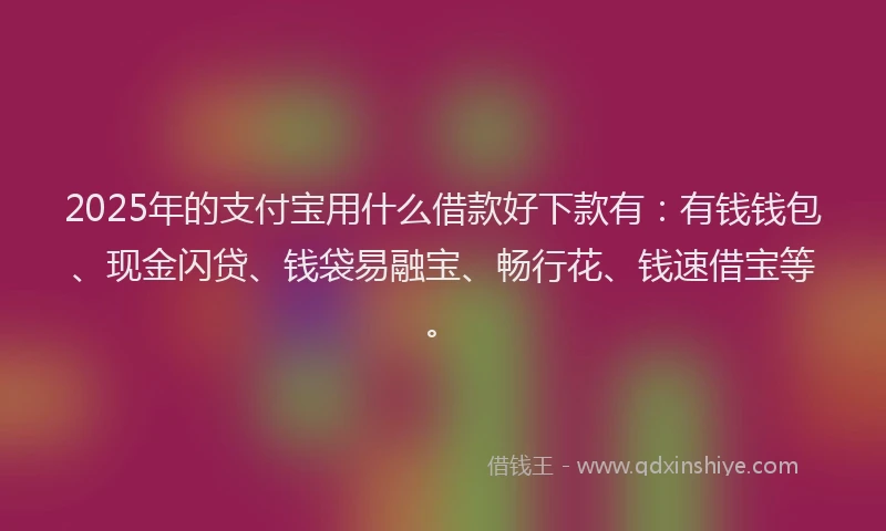 2025年的支付宝用什么借款好下款有：有钱钱包、现金闪贷、钱袋易融宝、畅行花、钱速借宝等。