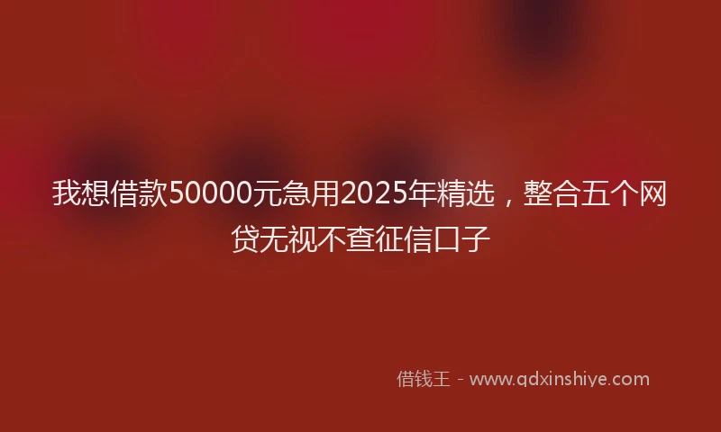我想借款50000元急用2025年精选，整合五个网贷无视不查征信口子