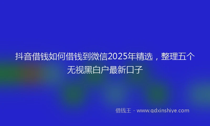 抖音借钱如何借钱到微信2025年精选，整理五个无视黑白户最新口子