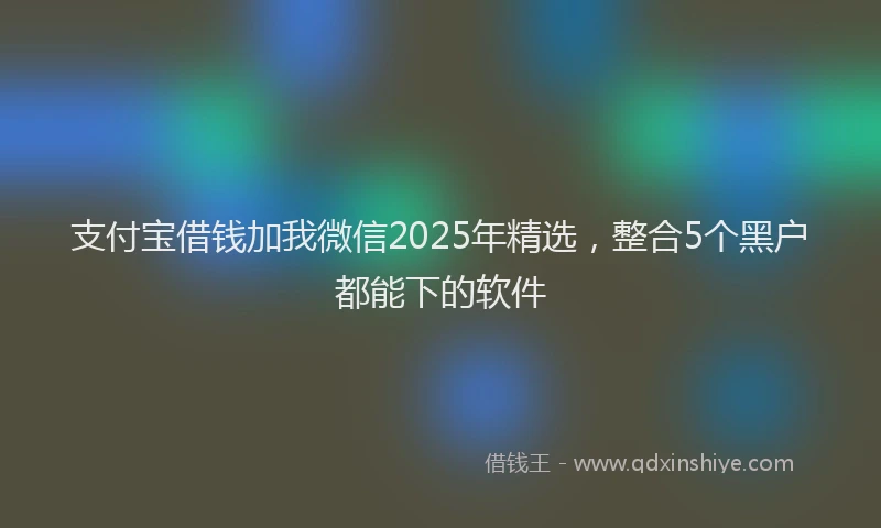 支付宝借钱加我微信2025年精选，整合5个黑户都能下的软件