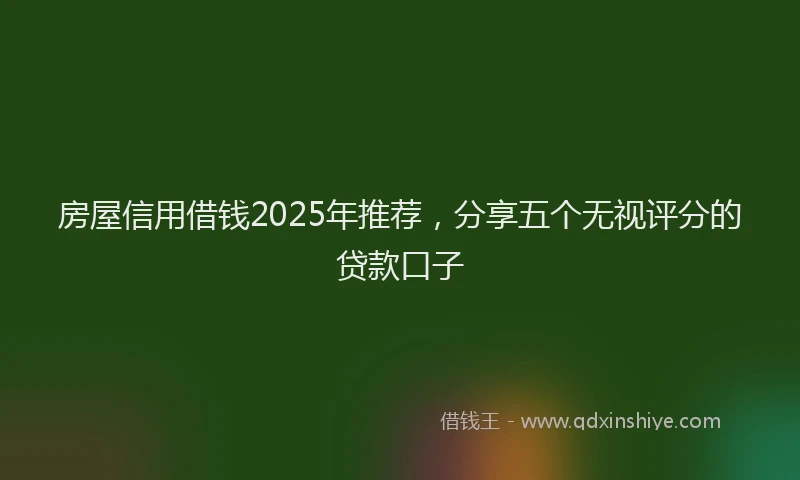 房屋信用借钱2025年推荐，分享五个无视评分的贷款口子
